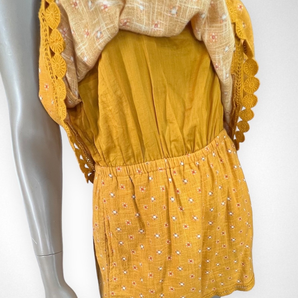 AERIE M Marigold Shoulder Tie Layered Romper Summer Vacation - Picture 8 of 13